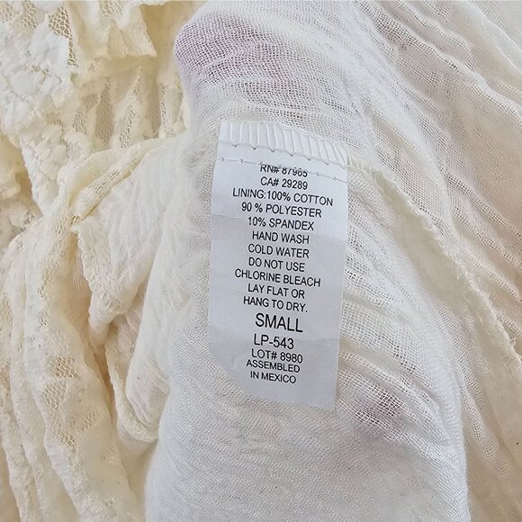 Elan Midi Dress Cream Lace Overlay Strapless S Boho Cottagecore Fairy Western - Picture 7 of 11